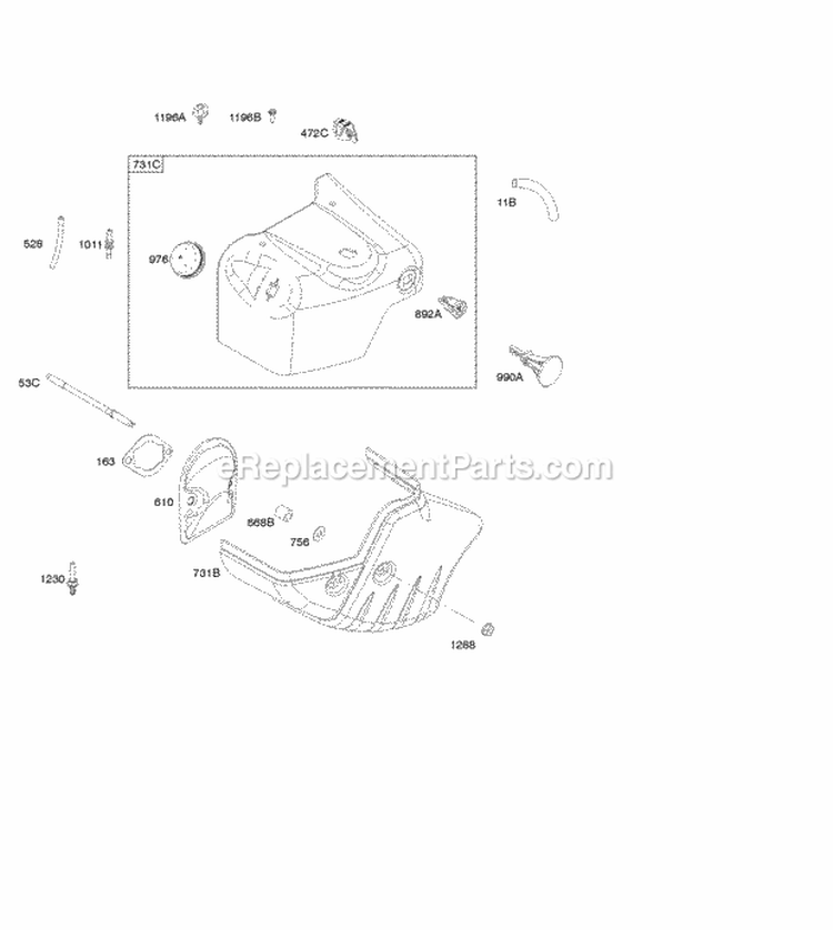 Blower HousingShrouds Diagram and Parts List for 21Z114-0110-E1  Briggs and Stratton Engine